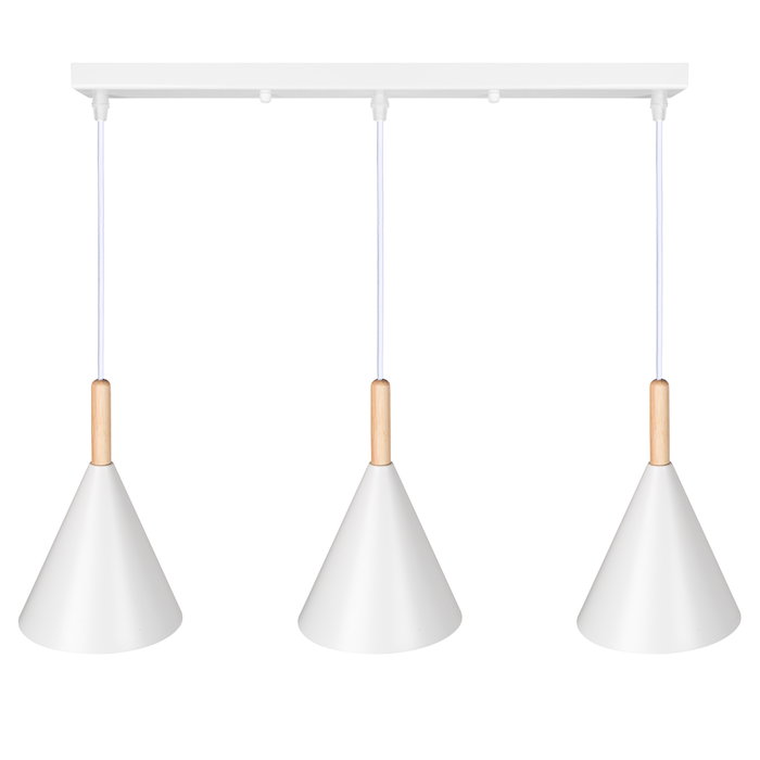 Suspension Madeleine Métal et Bois SKD-P130-3-W Lampe Design Moderne Réglable