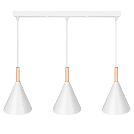 Lampe Suspendue Madeleine Métal et Bois [SKD-P130-3-W]