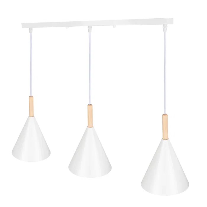 Lampe Suspendue Madeleine Métal et Bois [SKD-P130-3-W]