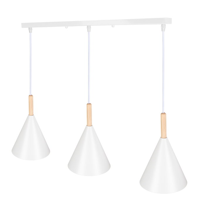 Suspension Madeleine Métal et Bois SKD-P130-3-W Lampe Design Moderne Réglable