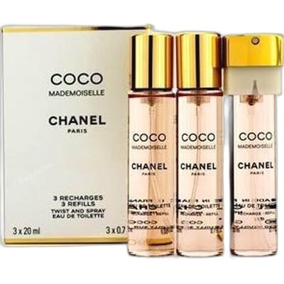 Chanel Coco Mademoiselle Eau de Toilette Twist & Spray 3 recharges x 20 ml (60 ml) Chanel Coco Mademoiselle Eau de Toilette Twist & Spray 3 recharges x 20 ml (60 ml)