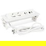 ILIMINACION Y ACC. Reglette Enchufes Basculante Swing-S, Finition Blanc/Noir, 2 Prises Schuko, 1 USB-A, 1 USB-C, 1 RJ45, 1 USB PC, 1.8m