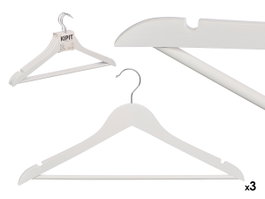 Kipit Lot de 3 cintres blancs en bois et métal 44,5x23x3,6 cm (Set de 24)