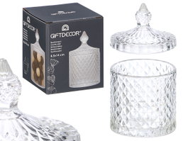 Giftdecor Bombonera en Cristal Rombos Transparente 8,5 x 8,5 x 14 cm (Set de 24)