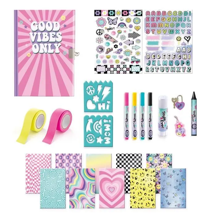 Canal Toys Carnet Secret de Scrapbooking For Ever - Kit Complet avec Feutres, Stickers, Tapes, Pochoirs, Crayon et Feuilles Imprimées