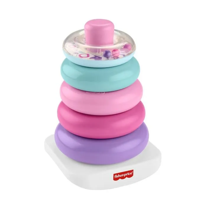 Fisher-Price Pyramide Arc-en-Ciel JGP94 - Jouet d'éveil à empiler pour bébés - Couleurs pastels roses et violets Fisher-Price Pyramide Arc-en-Ciel JGP94 - Jouet d'éveil à empiler pour bébés - Couleurs pastels roses et violets
