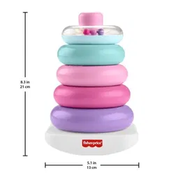 Fisher-Price Pyramide Arc-en-Ciel JGP94 - Jouet d'éveil à empiler pour bébés - Couleurs pastels roses et violets