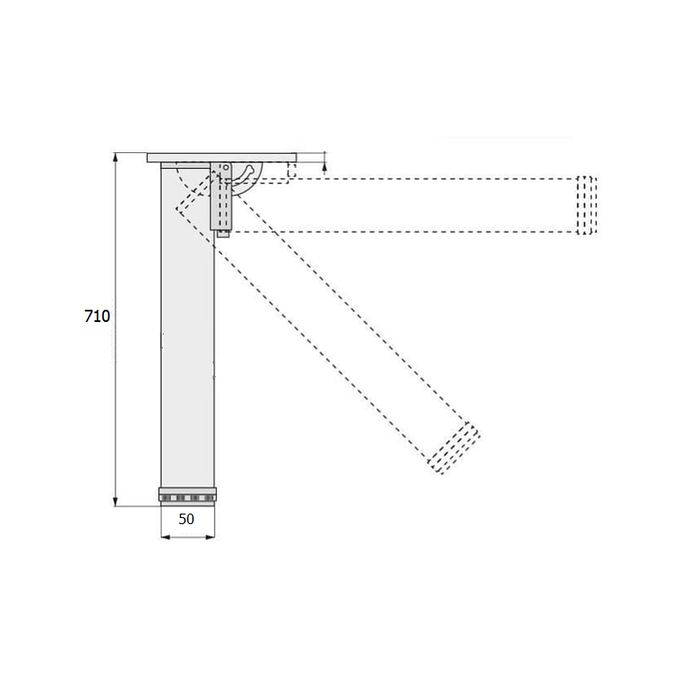 HERRAJES ALK Pata de mesa plegable en fer, réglable 710-740 mm, gris RAL 9006 HERRAJES ALK Pata de mesa plegable en fer, réglable 710-740 mm, gris RAL 9006