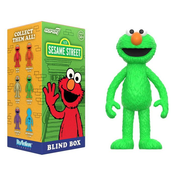 Super7 1, Rue Sésame figurines ReAction Wave 04 Elmo présentoir de 12 boîtes-mystère
