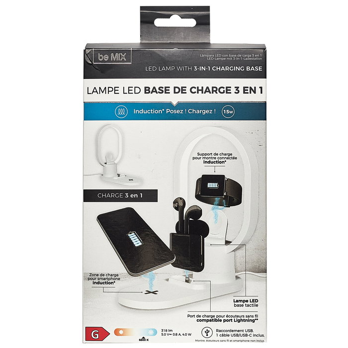Home Deco Factory Lampe LED avec base de charge induction 3-en-1