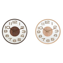 Horloge Murale Home ESPRIT Marron Naturel PVC Bois 30 x 4,7 x 30 cm (2 Unités)