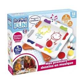 Infini Fun Xylopad - Tableau de dessin musical éducatif pour enfants dès 12 mois avec 3 feutres ergonomiques et recharges - Multicolore