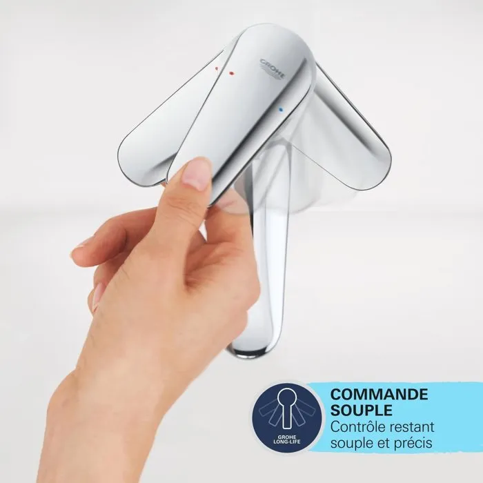 GROHE Mitigeur Bidet Monocommande Start Edge Chromé - EcoJoy 5L/min - Cartouche Céramique Longlife 28 mm - Avec Tirette de Vidage
