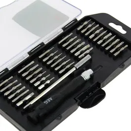 AEG Coffret d'embouts de précision 30 pièces avec embouts plats, cruciformes, hexagonaux et Torx - Gris