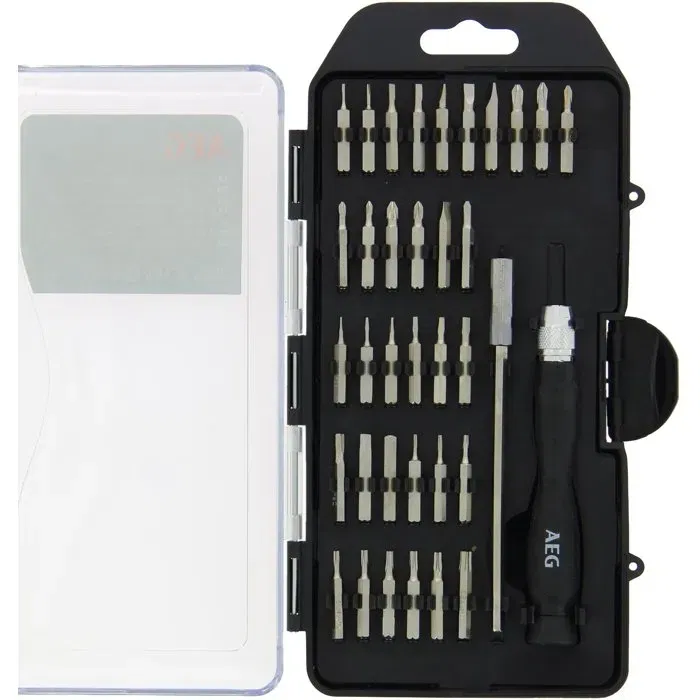 AEG Coffret d'embouts de précision 30 pièces avec embouts plats, cruciformes, hexagonaux et Torx - Gris