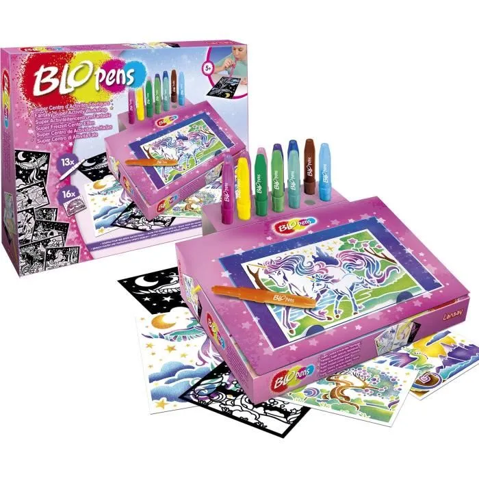 Lansay Blopens BLOPENS Super Centre d'Activités Féeriques, Dessin et Coloriage à l'Aérographe avec Pochoirs, 5 ans et plus Lansay Blopens BLOPENS Super Centre d'Activités Féeriques, Dessin et Coloriage à l'Aérographe avec Pochoirs, 5 ans et plus