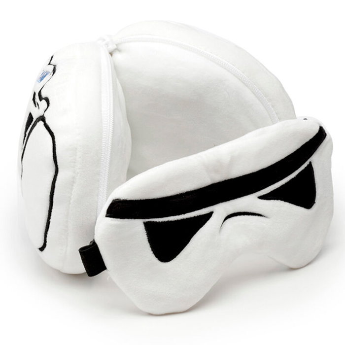 PUCKATOR Oreiller de voyage et masque de sommeil Star Wars - Stormtrooper Imperial - Taille 14,5x14x9,5 cm - 95% Polyester 5% Spandex