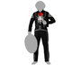 Costume Hombre Halloween Adulte - Veste et Pantalon Noirs avec Décor Crânes - Polyester - Composition: Veste/Pantalon/Chemise/Ceinture - Taille XL