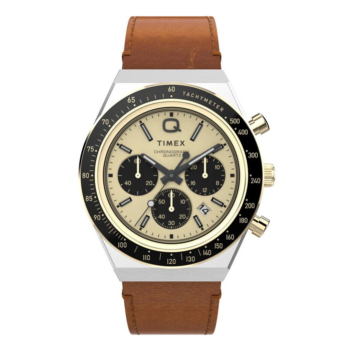Timex TW2W64400 avec cadran jaune et bracelet en cuir marron Timex TW2W64400 avec cadran jaune et bracelet en cuir marron