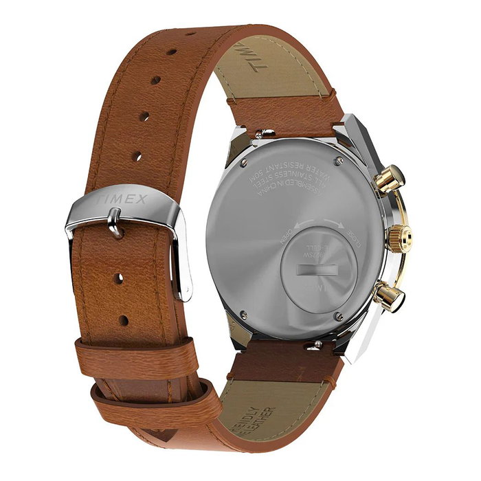 Timex TW2W64400 avec cadran jaune et bracelet en cuir marron Timex TW2W64400 avec cadran jaune et bracelet en cuir marron