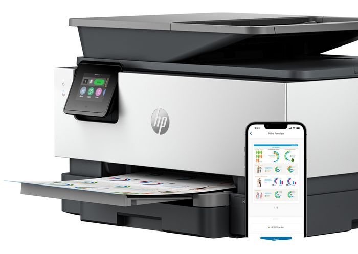 HP OfficeJet Pro 9120e - Imprimante tout-en-un couleur avec impression, copie, scan, fax, écran tactile, recto verso et Wi-Fi - Jusqu'à 22 ppm