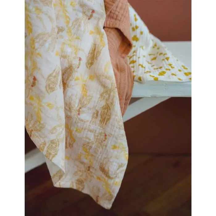 Domiva Lot de 3 langes Honey Moon en mousseline de coton - Doux, respirants et polyvalents pour bébé - Tendance velours côtelé - Couleurs douces et chaleureuses