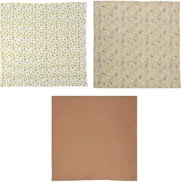 Domiva Lot de 3 langes Honey Moon en mousseline de coton - Doux, respirants et polyvalents pour bébé - Tendance velours côtelé - Couleurs douces et chaleureuses