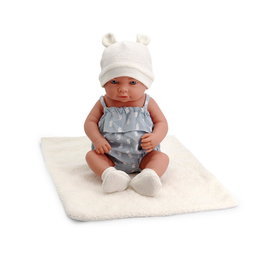 Tachan Poupée Bébé Réaliste 40 cm avec Ensemble en Dentelle Bleu - Gorro, Bavoir et Chaussons - Inclut Couverture - Jouet d'Imitation Enfant +3 Ans