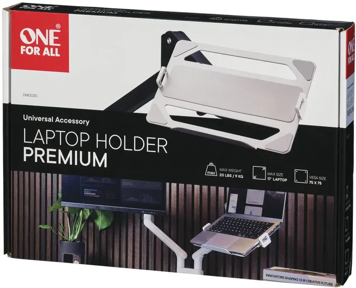 One For All - Support VESA 75 pour ordinateur portable 10" à 17" (max 9 kg) avec réglage de largeur et rebord de sécurité