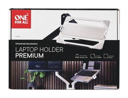 One For All DM0030 Support universel pour ordinateur portable compatible bras de monitor, avec butée de sécurité et patins en silicone
