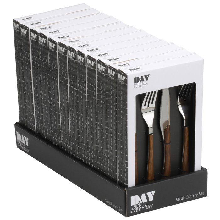 Day Set de 2 couteaux et 2 fourchettes pour viande en acier inoxydable