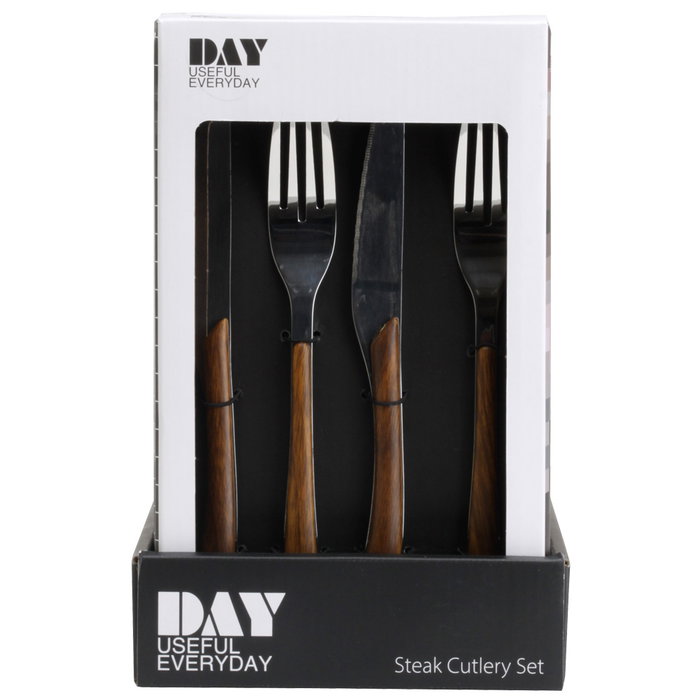 Day Set de 2 couteaux et 2 fourchettes pour viande en acier inoxydable