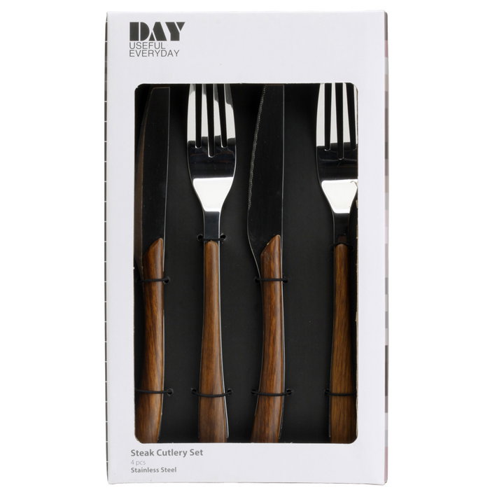Day Set de 2 couteaux et 2 fourchettes pour viande en acier inoxydable