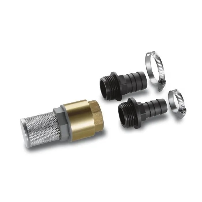 Karcher - Adaptateur 1/3/4 - Kit complet d'aspiration avec crépine inox, clapet anti-retour et adaptateurs pour flexible (25,4 mm et 19 mm)