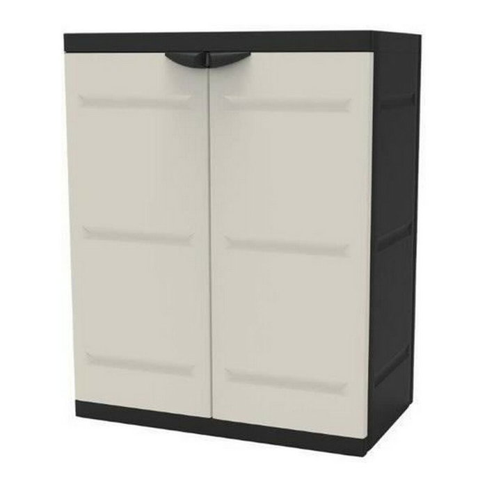 Plastiken Armoire basse TITANIUM 2 portes Beige et Noire Plastiken Armoire basse TITANIUM 2 portes Beige et Noire