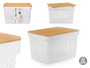 Kinvara Boîte Multiusage Perforée avec Couvercle Bambou Blanc/Gris 22 cm 35.7x26.2 cm (Set de 4)