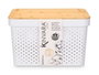 Kinvara Boîte Multiusage Perforée avec Couvercle Bambou Blanc/Gris 22 cm 35.7x26.2 cm (Set de 4)