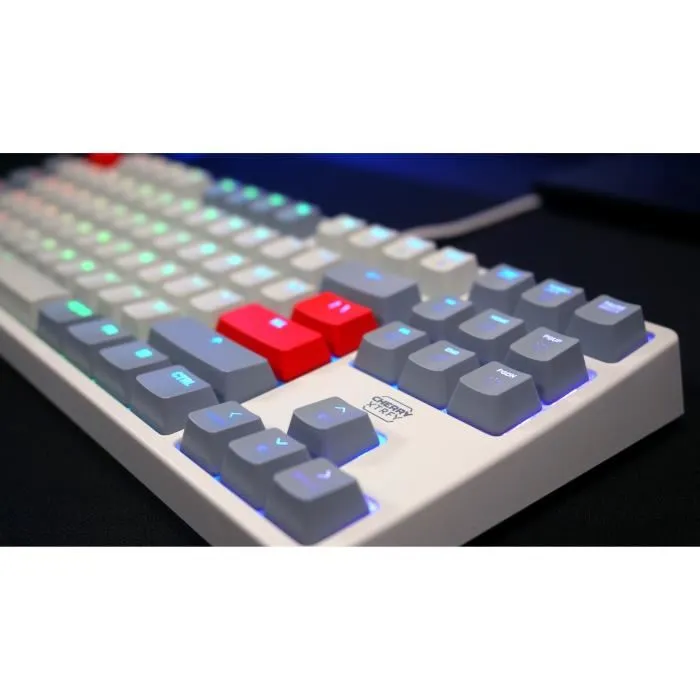 Cherry XTRFY K4V2 RGB TKL Retro - Clavier gaming mécanique format TKL sans pavé numérique avec commutateurs Cherry MX2A Red, rétroéclairage RGB 6 zones et structure en métal - Noir