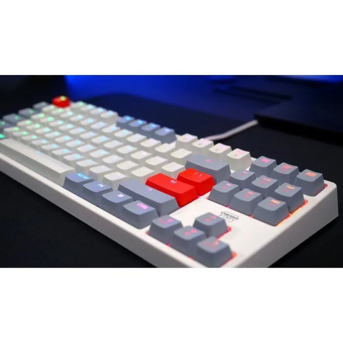Cherry XTRFY K4V2 RGB TKL Retro - Clavier gaming mécanique format TKL sans pavé numérique avec commutateurs Cherry MX2A Red, rétroéclairage RGB 6 zones et structure en métal - Noir