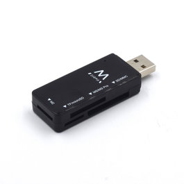 Ewent EW1049 Lector de cartes multiple USB 2.0 avec 4 fentes pour cartes mémoire MS, SD, T-flash, M2, haute vitesse 480 Mbps, compact pour voyage, plug and play