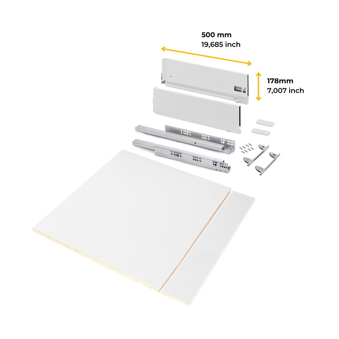 Emuca Kit de tiroir Vertex, Module 600mm, Hauteur 178mm, Blanc et Gris Anthracite Emuca Kit de tiroir Vertex, Module 600mm, Hauteur 178mm, Blanc et Gris Anthracite