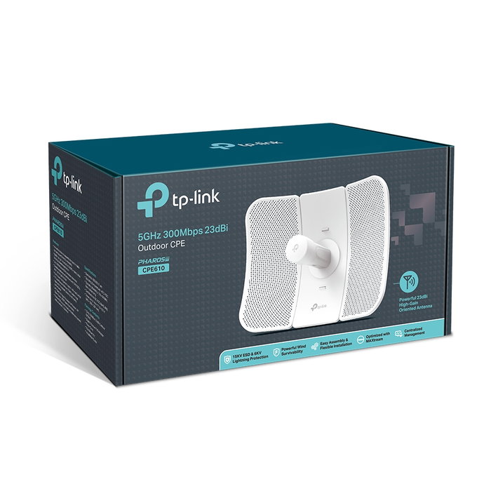 TP-Link CPE610 CPE Extérieur 5GHz 300Mbps 23dBi Antenne Directionnelle PoE Pasif IP65 TP-Link CPE610 CPE Extérieur 5GHz 300Mbps 23dBi Antenne Directionnelle PoE Pasif IP65