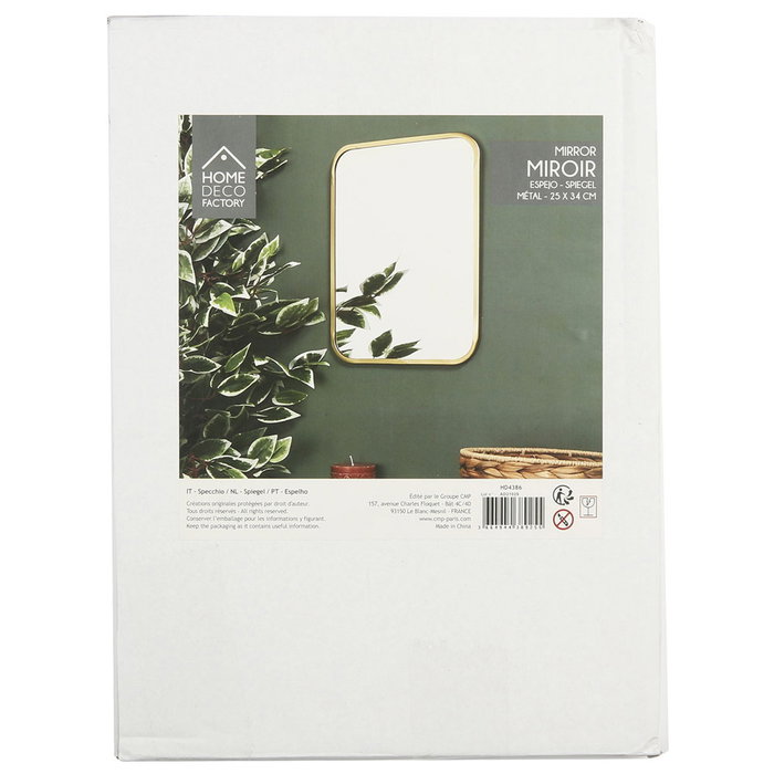 Home Deco Factory Miroir Rectangulaire Doré 34x25 cm Home Deco Factory Miroir Rectangulaire Doré 34x25 cm