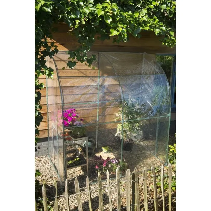 Nature Serre de Jardin Murale - 200 x 100 x 215 cm (H) - Tube Alu Vert 16 mm, PVC Transparent 1 mm - Protection Plantes contre Intempéries et UV