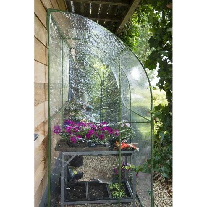 Nature Serre de Jardin Murale - 200 x 100 x 215 cm (H) - Tube Alu Vert 16 mm, PVC Transparent 1 mm - Protection Plantes contre Intempéries et UV