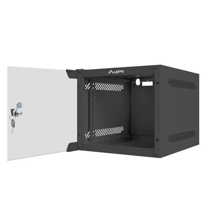 Lanberg WF10 Armoire Mural Rack 10 Pouces 4U - Porte Vitrée Noir IP20