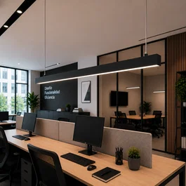 Luminaria LED enlazable 38W 3800lm 150cm IP20, réglette linéaire intérieure avec technologie CCT ajustable (3000K-6500K), angle 75°, installation surface ou suspendue, finition noir