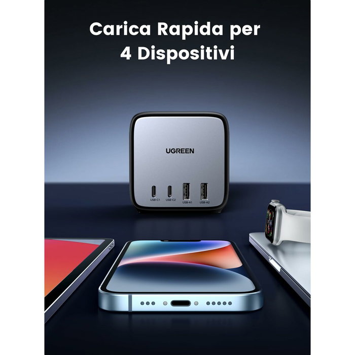 UGREEN Chargeur de bureau rapide 65W avec prises intégrées - Gris et Noir UGREEN Chargeur de bureau rapide 65W avec prises intégrées - Gris et Noir