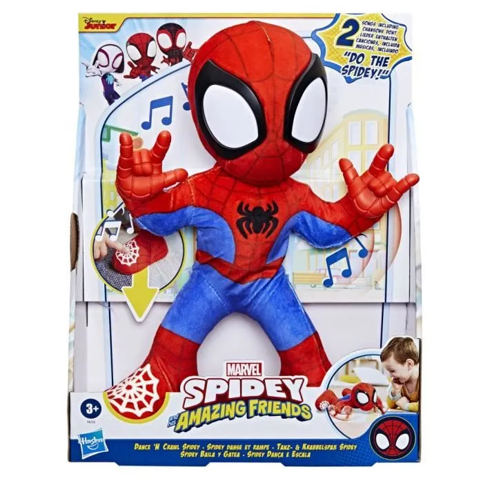 Hasbro Peluche Interactive Spidey et ses Amis Extraordinaires - Spidey Danse et Rampe avec Musique et Sons - Jouet Super-Héros à Partir de 3 Ans