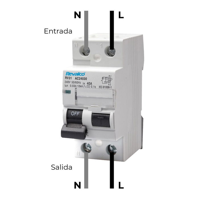 Revalco Interrupteur différentiel 2 pôles 40A Revalco Interrupteur différentiel 2 pôles 40A